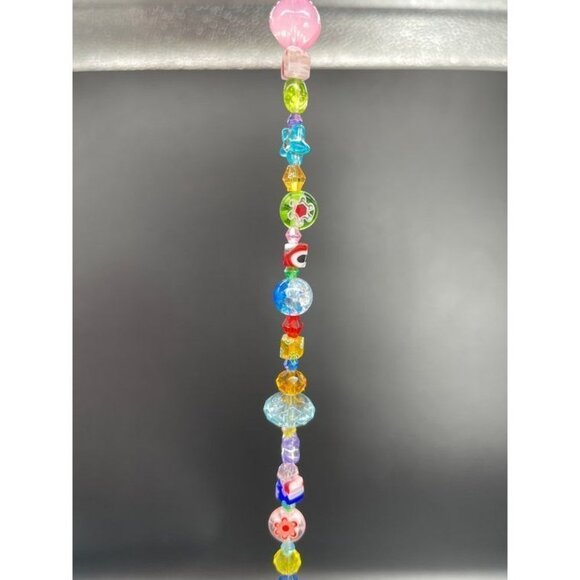 Handmade Beaded Suncatcher - Multicolored - Turquoise Glass Bulb - Hanging Decor - Picture 3 of 10
